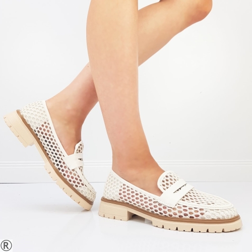 Бели плетени мокасини - Amanda White 10362