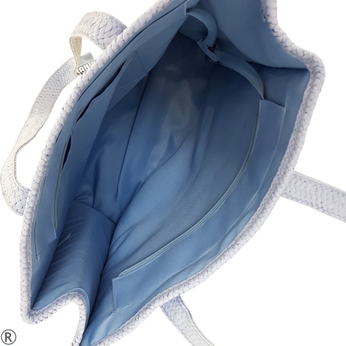 Голяма плетена чанта в син цвят- Klaudia Blue 10658