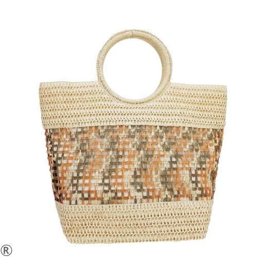 Голяма плетена чанта- Rita Beige 10660