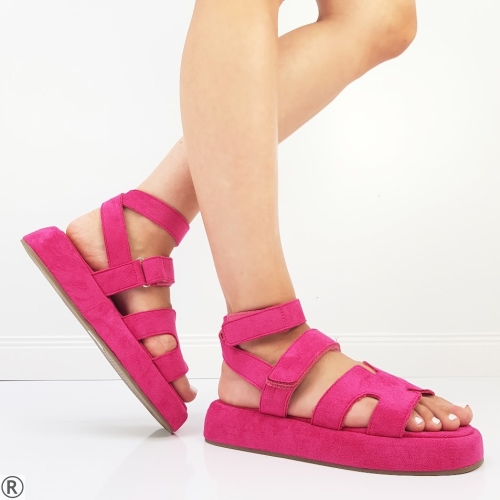 Цикламени равни сандали- Klaudia Pink 10669