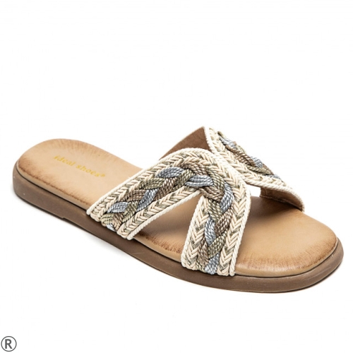 Дамски чехли плетиво - Steisi Silver 10672