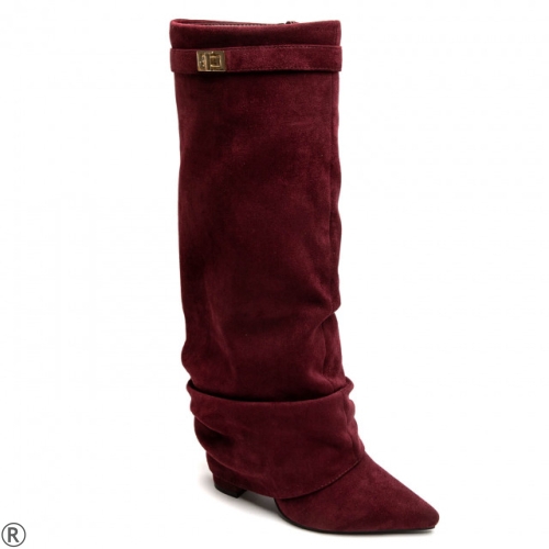 Стилни ботуши на ток в цвят бордо- Irina Burgundy 10681