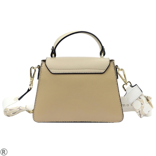 Бежова дамска чанта от естествена кожа- EGO Beige 10970