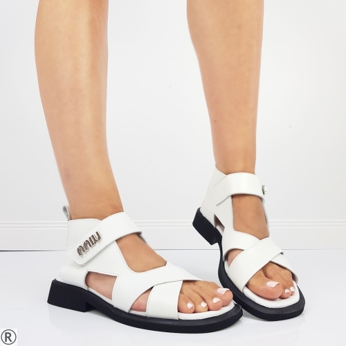 Бели сандали от естествена кожа- Amanda White 10606