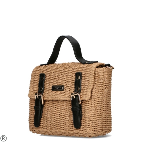 Плетена чанта с дълга дръжка за рамо- Flora & Co Black 10980