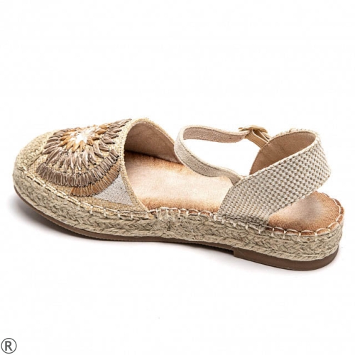 Бежови равни еспадрили с цвете- Steisi Beige 11004