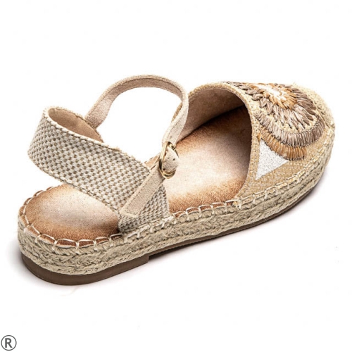 Бежови равни еспадрили с цвете- Steisi Beige 11004