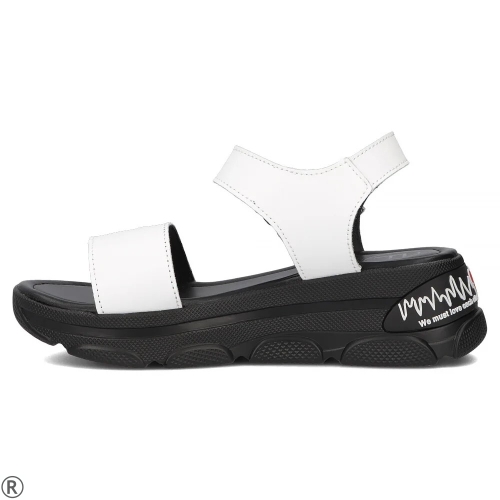 Бели сандали на платформа от естествена кожа - Fransis White 11007