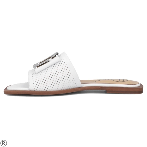 Бели чехли от естествена кожа- Frida White 11009