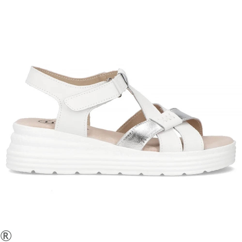 Бели сандали от естествена кожа на платформа- Amanda White 11012