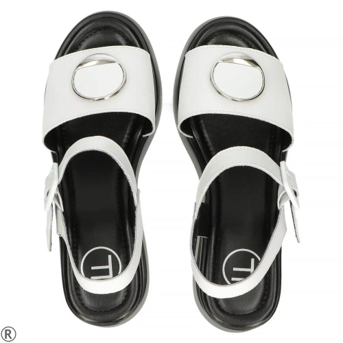 Бели сандали на платформа от естествена кожа- Jaklin White 11013