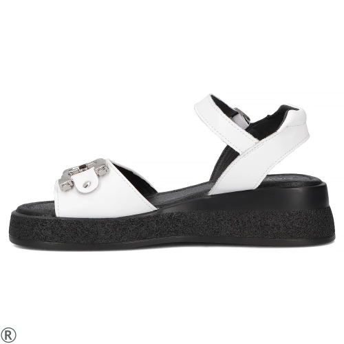 Дамски сандали на платформа от естествена кожа- Greta White 11014