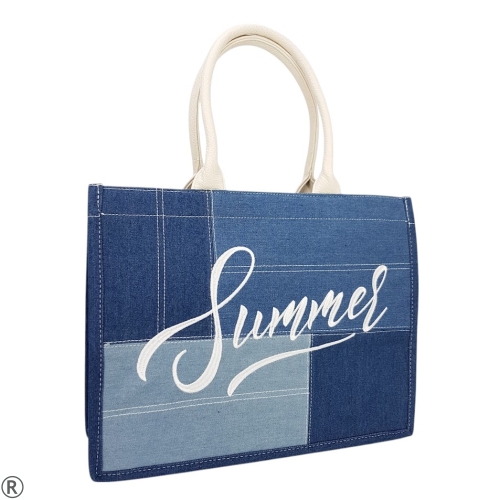 Голяма дънкова чанта- Zara White 11029