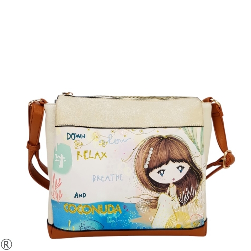 Цветна чанта с дълга дръжка- Sindi Beige 11040