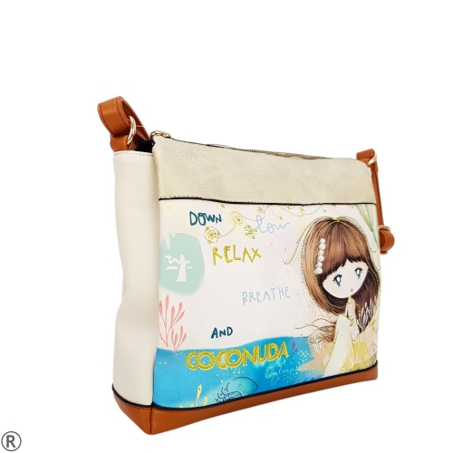 Цветна чанта с дълга дръжка- Sindi Beige 11040