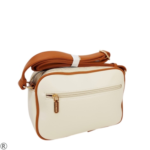 Цветна чанта с дълга дръжка и две отделения- Sindi Beige 11049