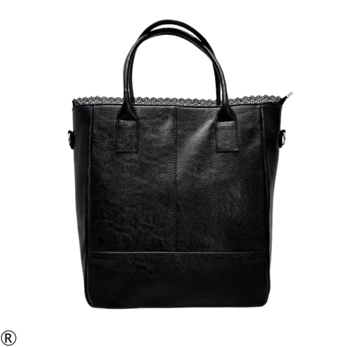  Дамски сандали от естествена кожа на ток и платформа-  Black 10574