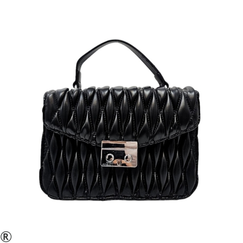 Черни сандали на платформа с камъни- Frida Black 11015