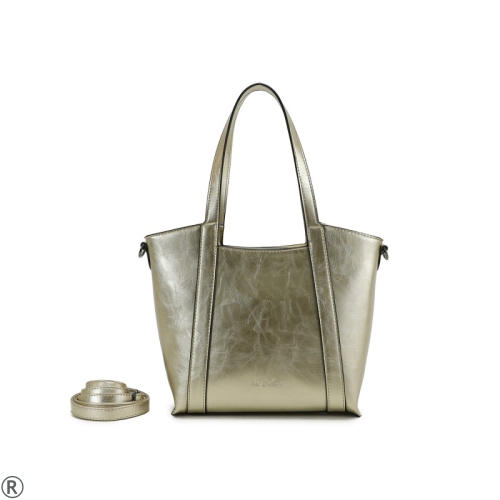 Златни сандали на удобен ток с орхидея - Eliza Gold 10435