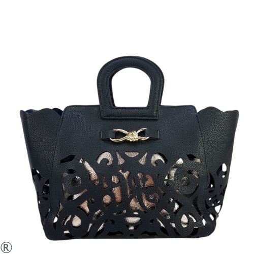 Черни обувки на широк ток с камъни- Steisi Black 10286