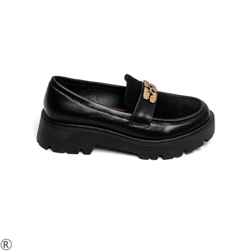 Черни дамски мокасини- Sisi Black 11077