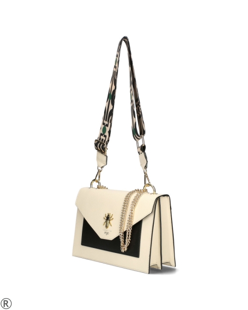 Бяла дамска чанта от естествена кожа- EGO 11092