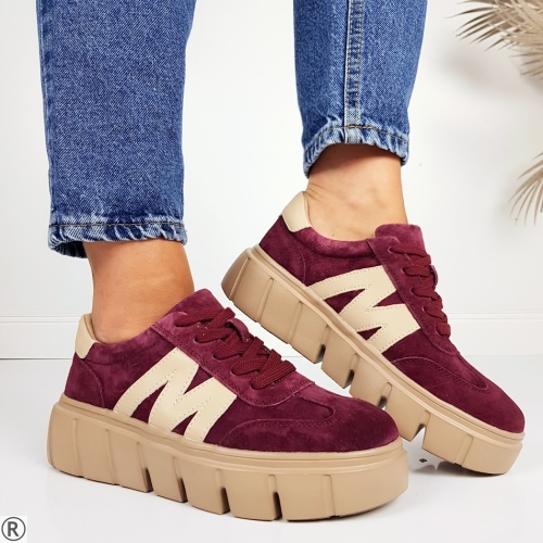 Кецове от естествен велур на платформа- Vera 11089