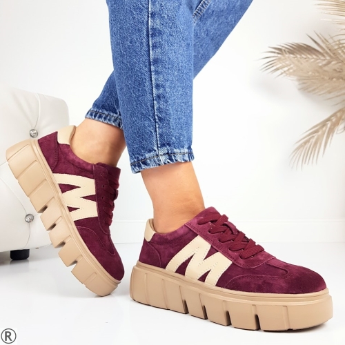 Кецове от естествен велур на платформа- Vera 11089