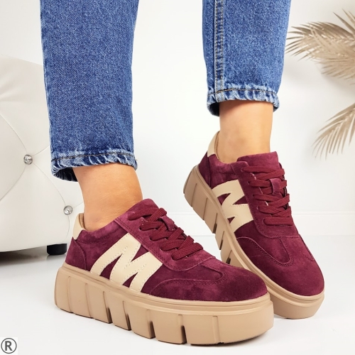 Кецове от естествен велур на платформа- Vera 11089