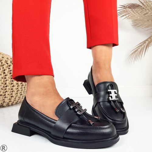 Черни мокасини от естествена кожа- Tara Black 11111