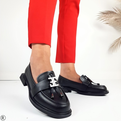 Черни мокасини от естествена кожа- Tara Black 11111