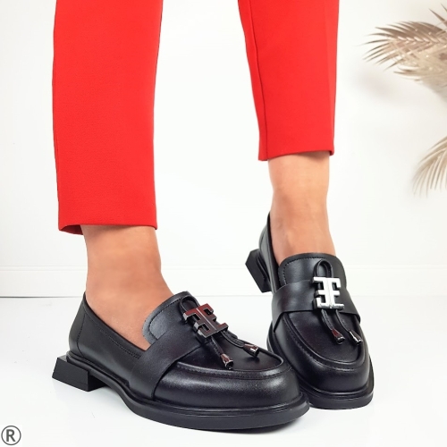 Черни мокасини от естествена кожа- Tara Black 11111