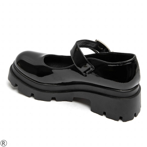 Черни лачени обувки на ток и платформа- Greis Black 11115