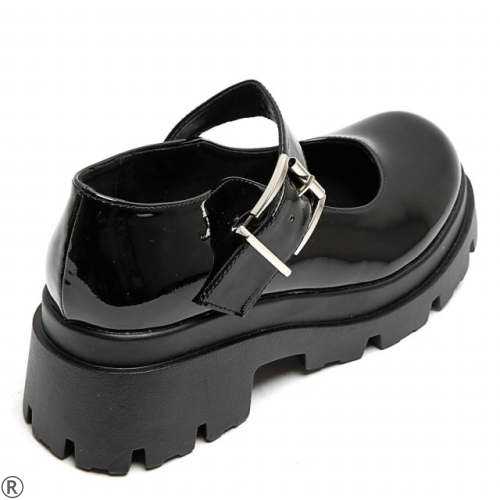 Черни лачени обувки на ток и платформа- Greis Black 11115