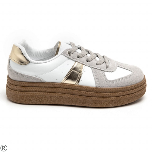 Дамски кецове в бял и сив цвят- Amanda Gold 11118