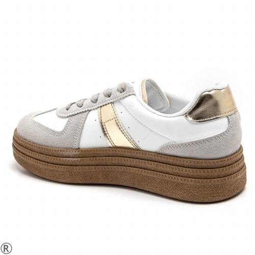 Дамски кецове в бял и сив цвят- Amanda Gold 11118