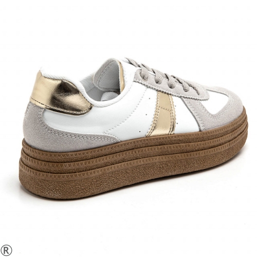 Дамски кецове в бял и сив цвят- Amanda Gold 11118