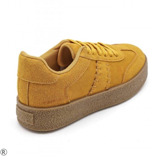 Дамски равни кецове цвят горчица- Valera 11126