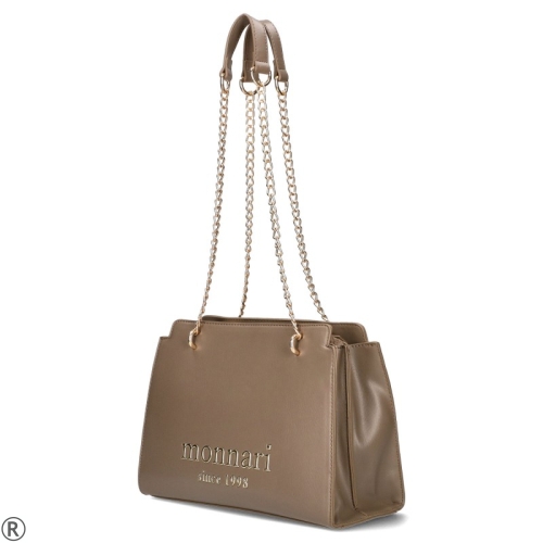 Бежова дамска чанта с преграда- Monnari Beige 11129