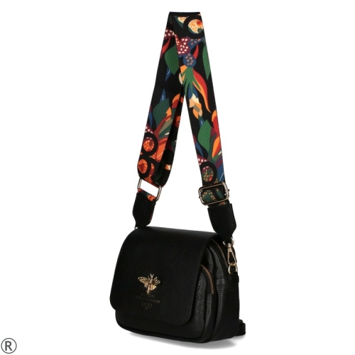 Черна чанта през рамо от естествена кожа- EGO Black 11137