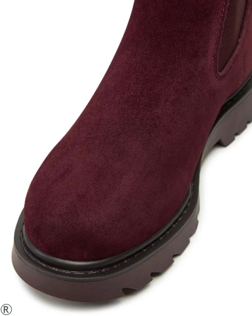 Дамски боти цвят бордо от естествен велур- Tamaris 11177