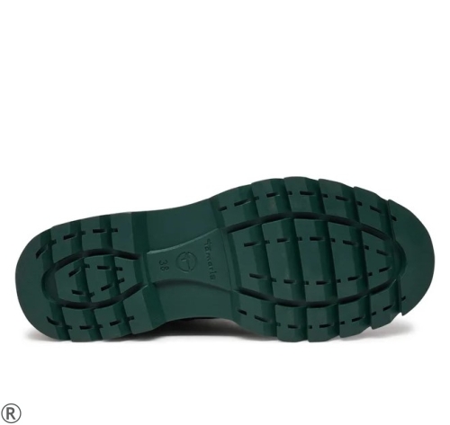 Зелени боти от естествен велур с връзки- Tamaris Green 11179