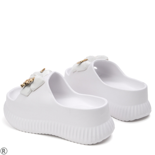 Бели дамски чехли с мече- Tedy Bear White 11187