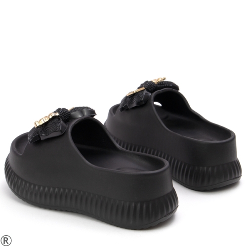 Черни дамски чехли с мече- Tedy Bear Black 11188