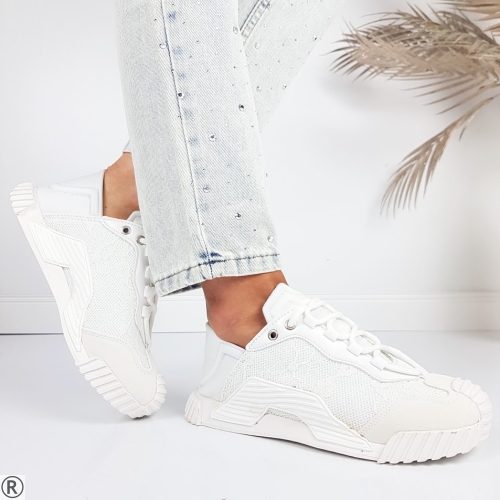 Бели сникърси с дантела - Sisi White 11199