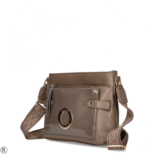 Сива чанта за през рамо от лак и кожа- Monnari 11220