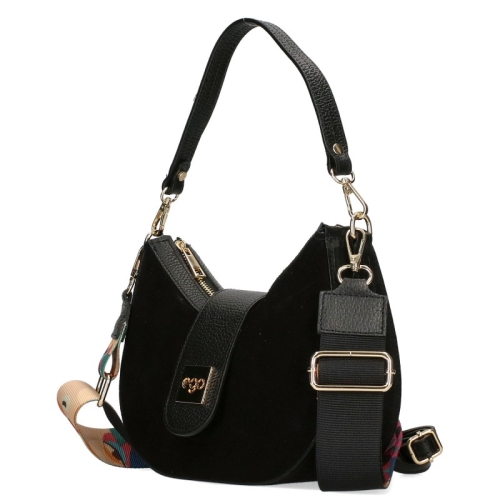 Черна чанта от естествен велур с дълга дръжка- EGO 11253