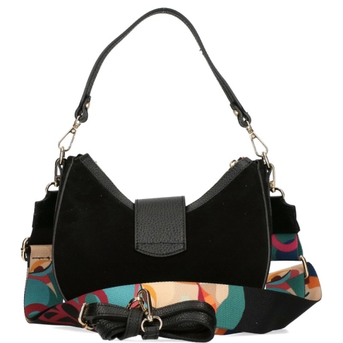 Черна чанта от естествен велур с дълга дръжка- EGO 11253