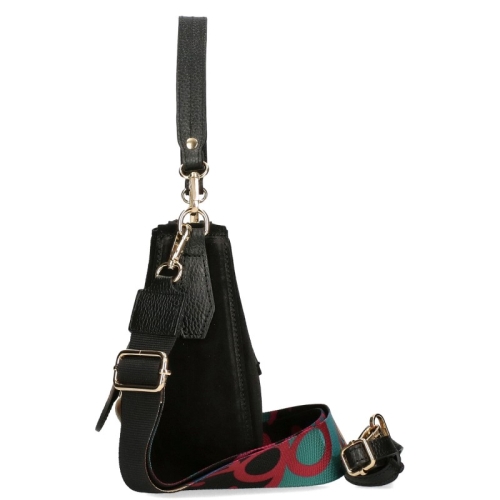 Черна чанта от естествен велур с дълга дръжка- EGO 11253