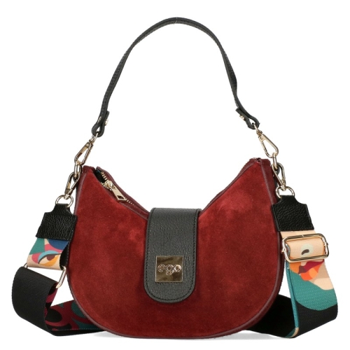 Чанта от естествен велур цвят бордо с дълга дръжка- EGO 11254